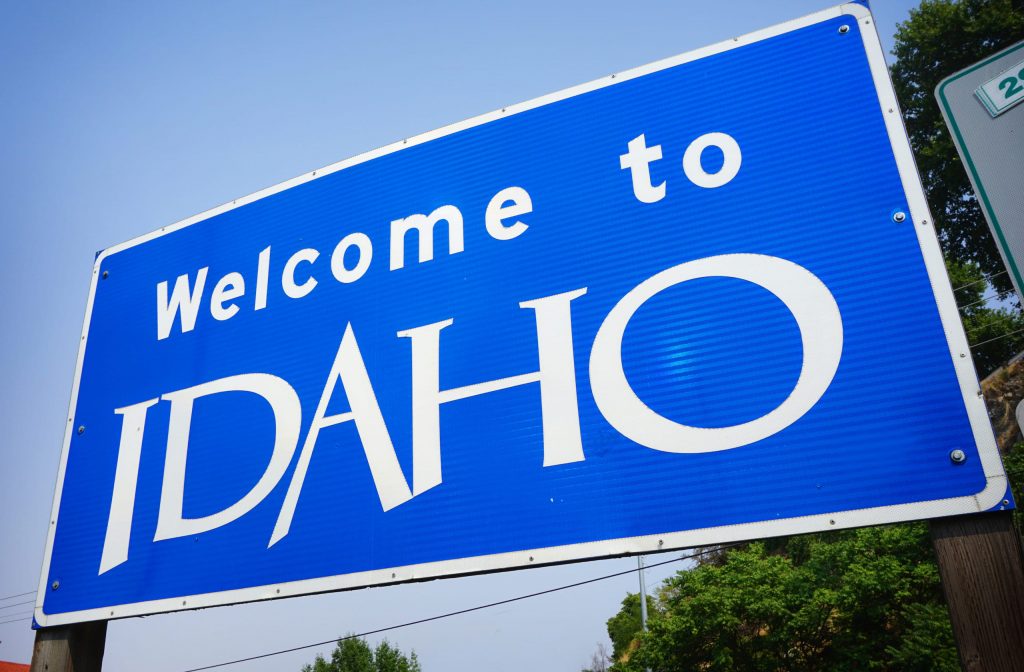 Closeup of welcome to Idaho sign.